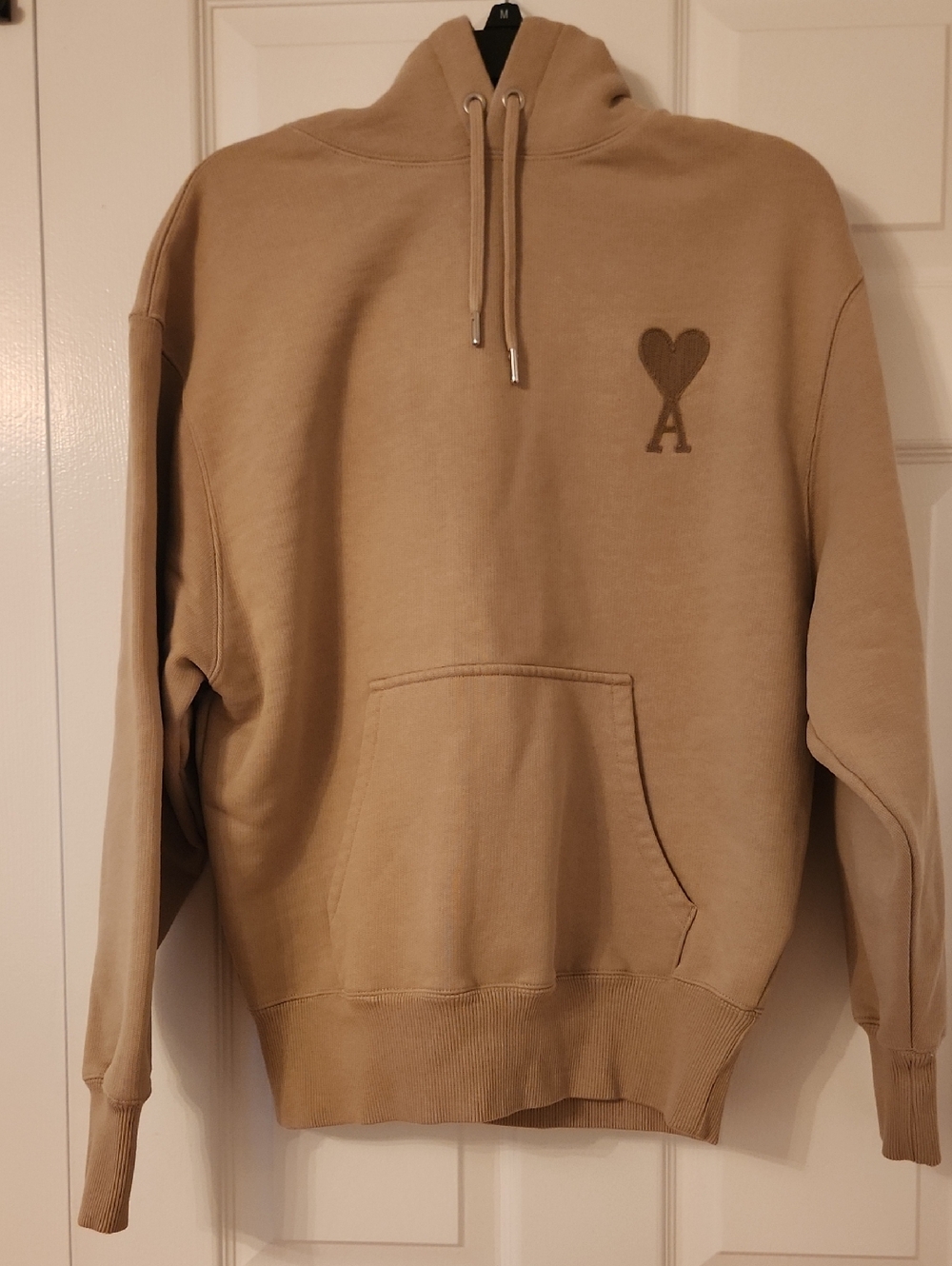 Ami Alexandre Mattiussi Tan Heart 'A' Logo Hoodie XXS Oversized